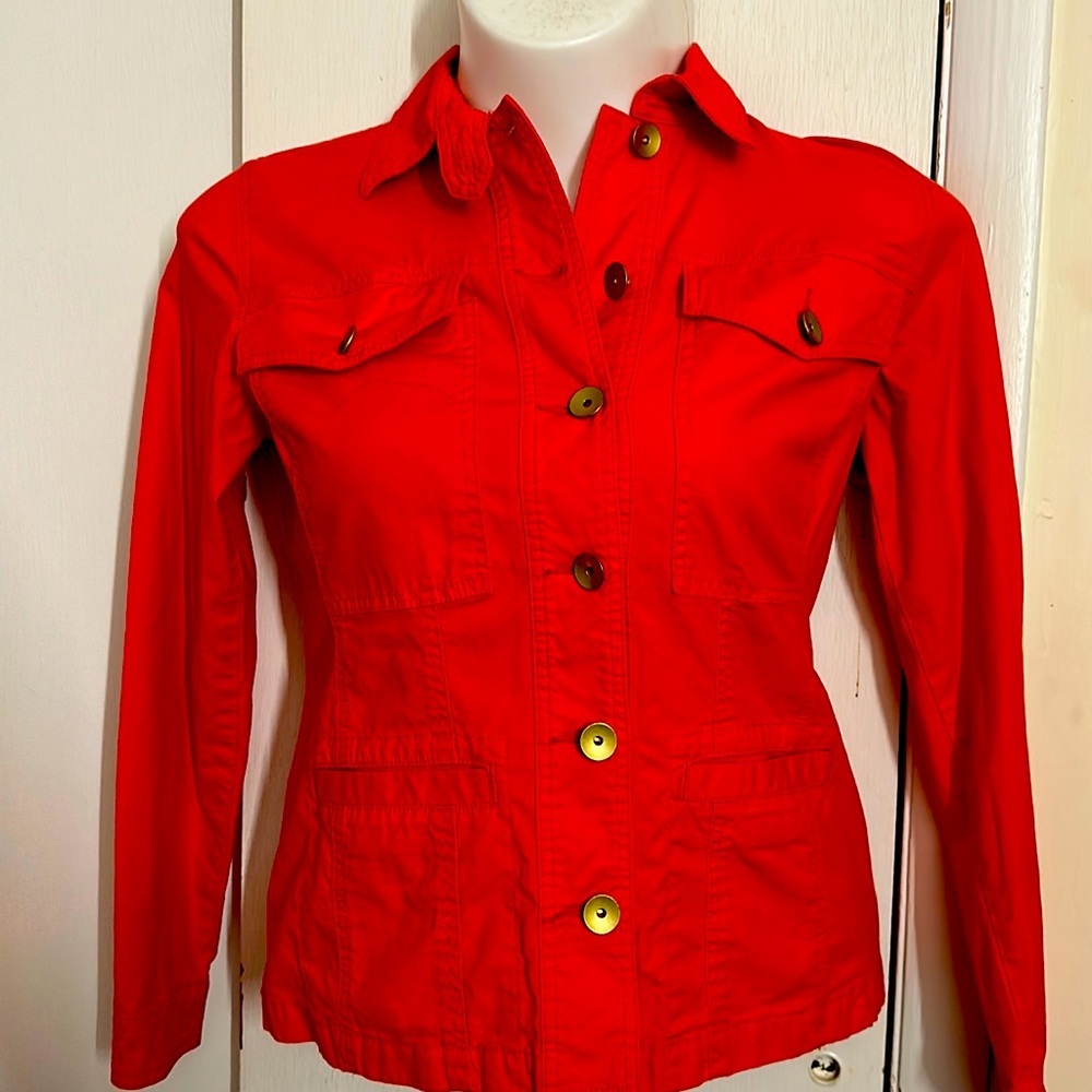 Cabi Taylor Jacket With Back Ruffles Medium